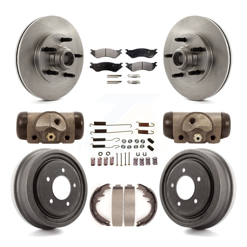 [Front+Rear] 1999-2001 Ford F-150 RWD Premium OE Brake Rotor Drum Kit & Ceramic Pads For Max Braking