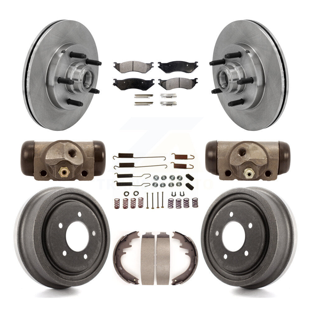 [Front+Rear] 1999-2001 Ford F-150 RWD Premium OE Brake Rotor Drum Kit & Ceramic Pads For Max Braking
