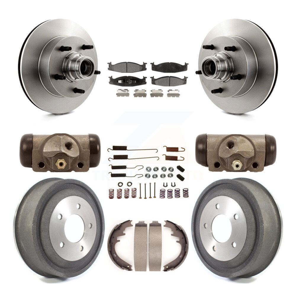 Front Rear Brake Rotors Ceramic Pad Drum Kit (9Pc) For Ford E-150 Econoline Club