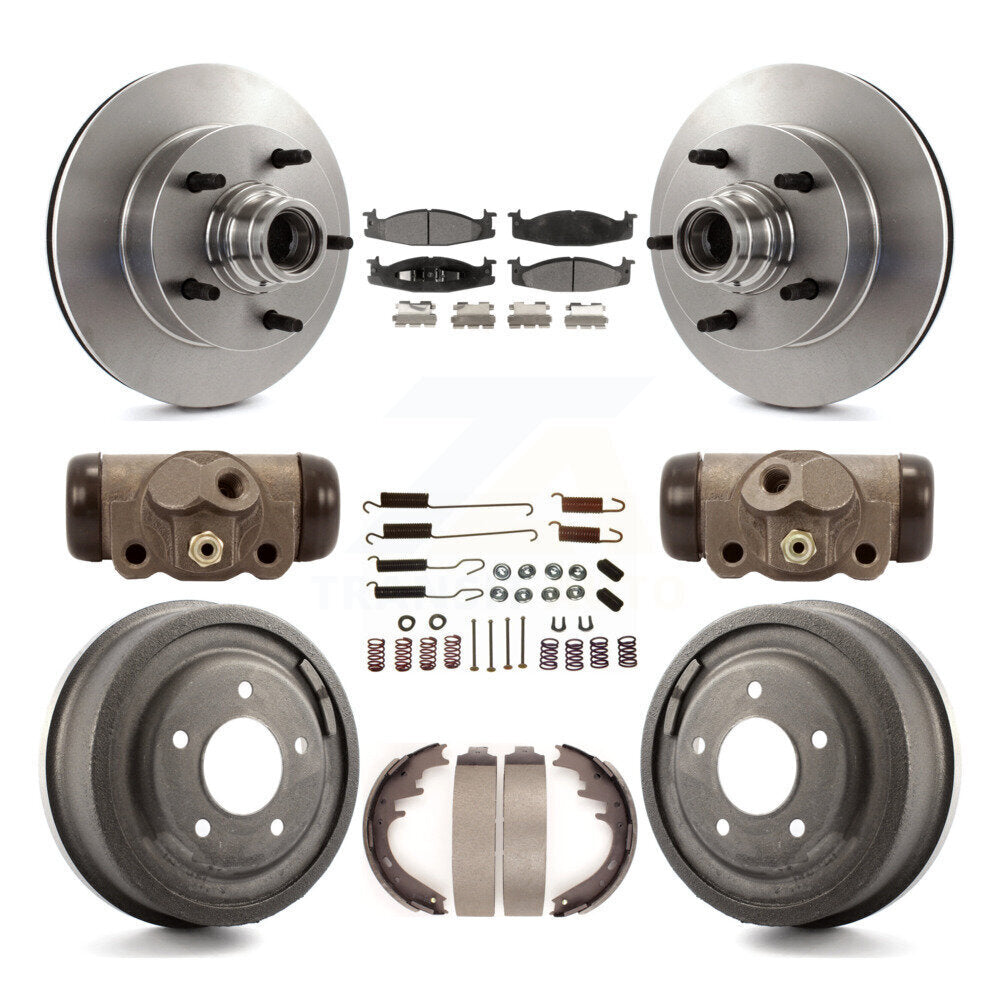 Front Rear Disc Brake Rotors Ceramic Pad Drum Kit (9Pc) For Ford E-150 Econoline