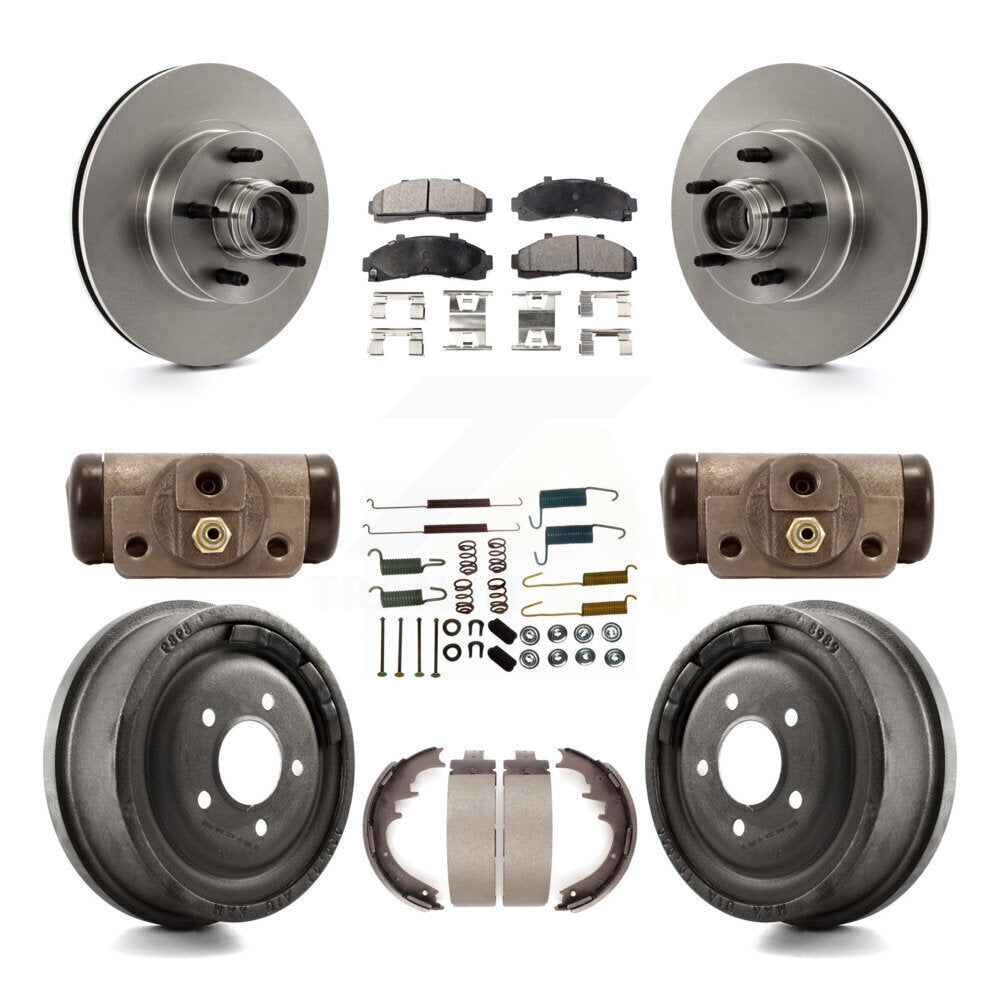 Front Rear Disc Brake Rotors Ceramic Pads And Drum Kit (9Pc) For Ford Ranger