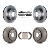 Front Rear Disc Brake Rotors Ceramic Pads And Drum Kit For Jeep TJ