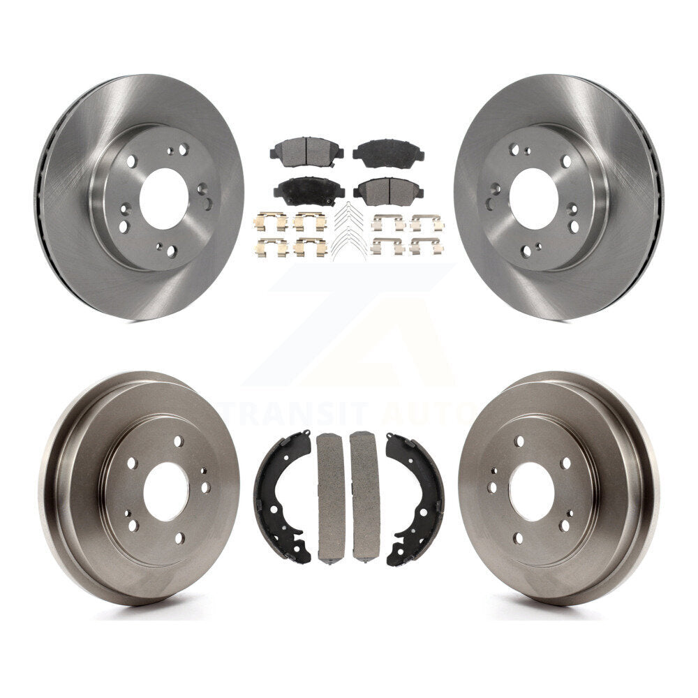 [Front+Rear] 2006-2008 Honda Civic Hybrid Premium OE Brake Rotor Drum Kit & Ceramic Pads For Max Braking