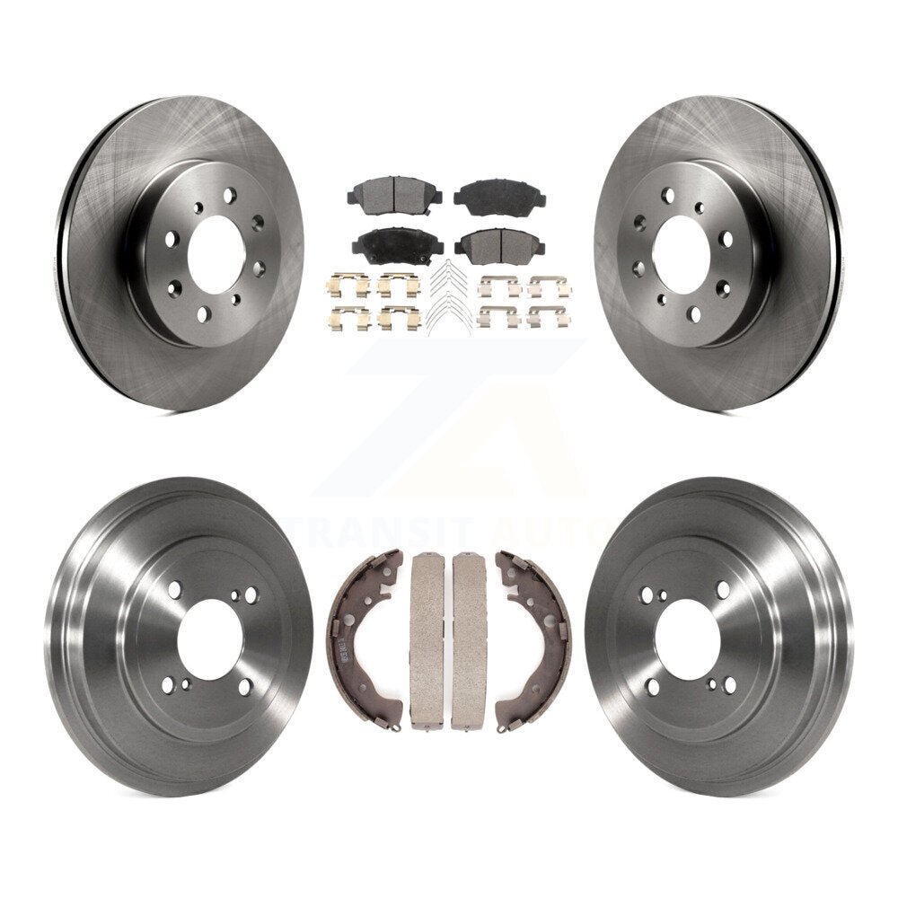 [Front+Rear] 2013 Honda Fit DX Premium OE Brake Rotor Drum Kit & Ceramic Pads For Max Braking