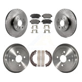 [Front & Rear] 2001-2005 Toyota Echo Premium OE Disc Brake Rotors Ceramic Pads & Drum Kit For Max Braking