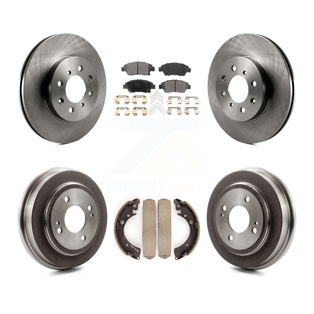 Rotors de frein à disque avant et arrière, plaquettes en céramique et Kit de batterie pour Honda Fit 2007 – 2008 