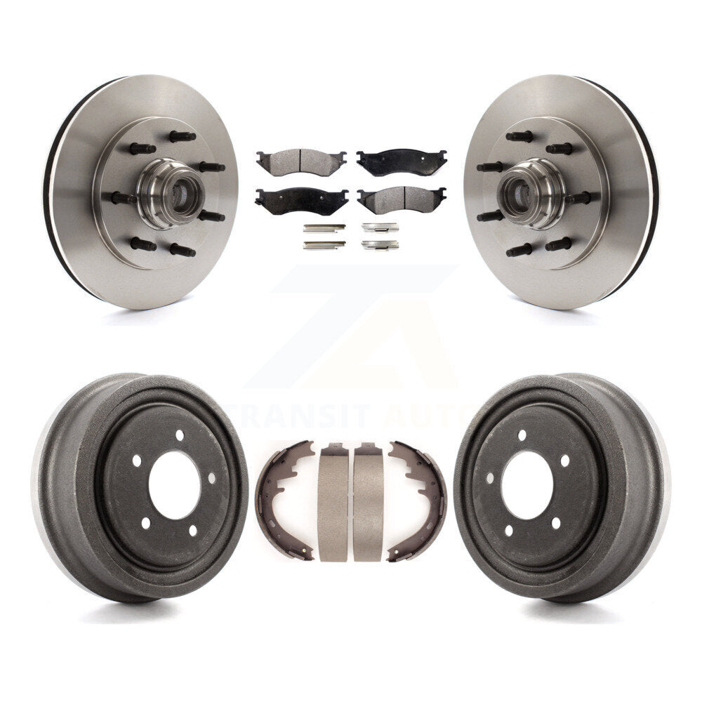 Front Rear Disc Brake Rotor Hub Ceramic Pad And Drum Kit For 1999 Ford F-150 RWD