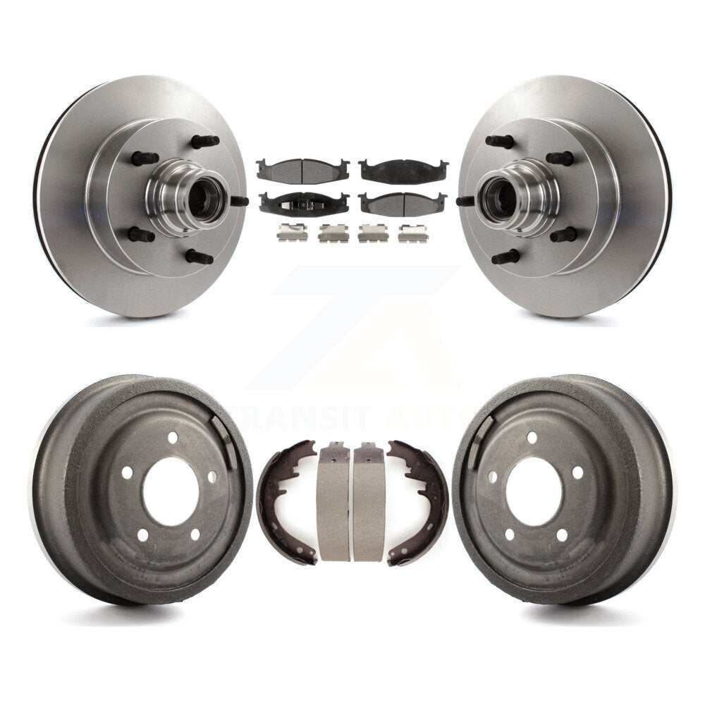 Front Rear Disc Brake Rotors Ceramic Pad Drum Kit For Ford F-150 E-150 Econoline