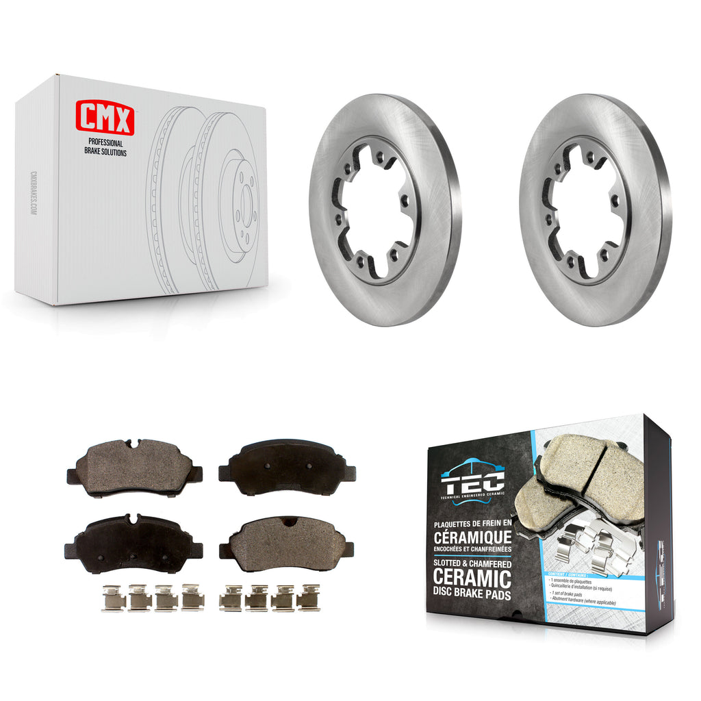 Rear Brake Rotor Ceramic Pad Kit For 15-19 Ford Transit-350 HD With 6 Lug Wheels
