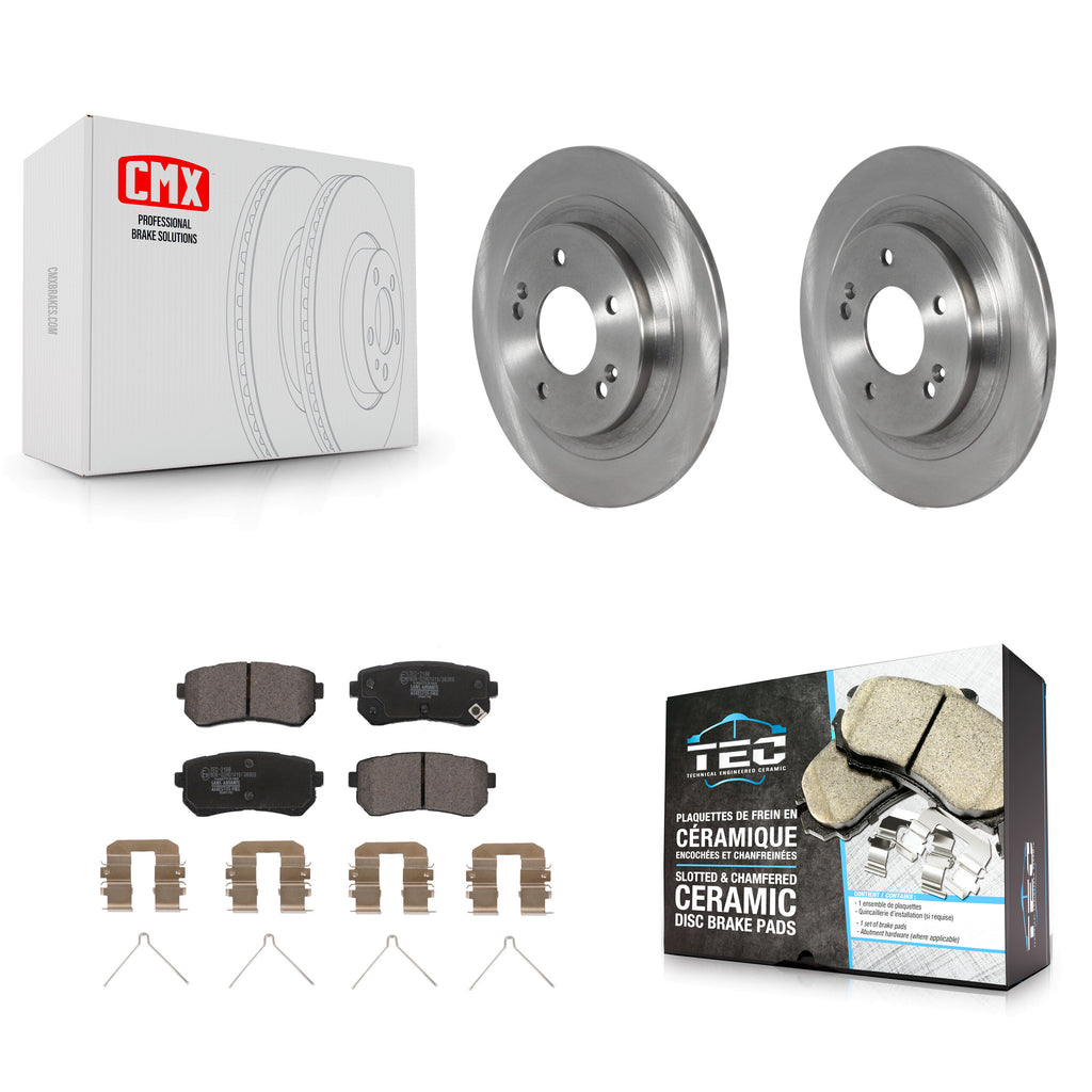 Rear Disc Brake Rotors And Ceramic Pads Kit For Hyundai Kona Kia Seltos