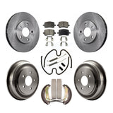 Front Rear Disc Brake Rotors Ceramic Pad And Drum Kit (7Pc) For Chevrolet Malibu