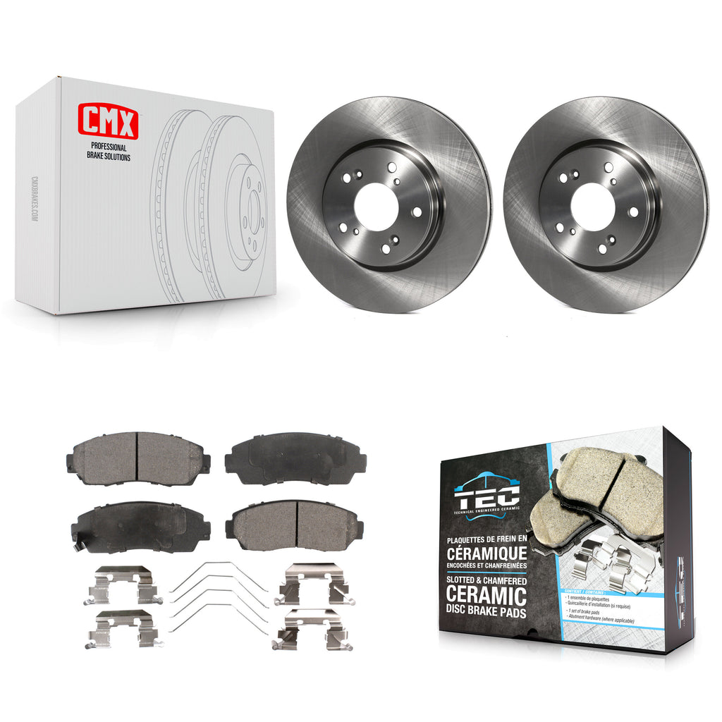 Front Disc Brake Rotors And Ceramic Pads Kit For Honda CR-V
