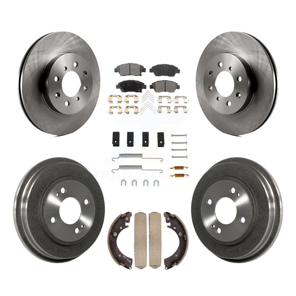 Front Rear Disc Brake Rotors Ceramic Pads And Drum Kit (7Pc) For Honda Civic