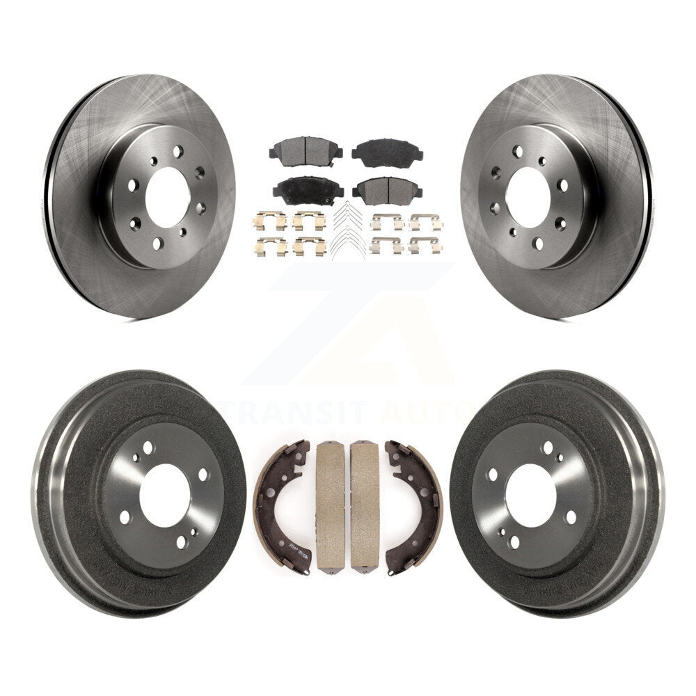 Front Rear Brake Rotors Ceramic Pad & Drum Kit For Honda Civic With 4 Lug Wheels