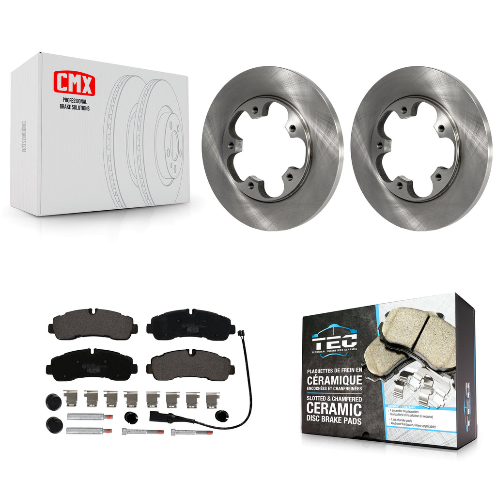 [Rear] 20-21 Ford Transit-350 With 5 Lug Wheels Premium OE Brake Rotors & Ceramic Pads Kit For Max Braking