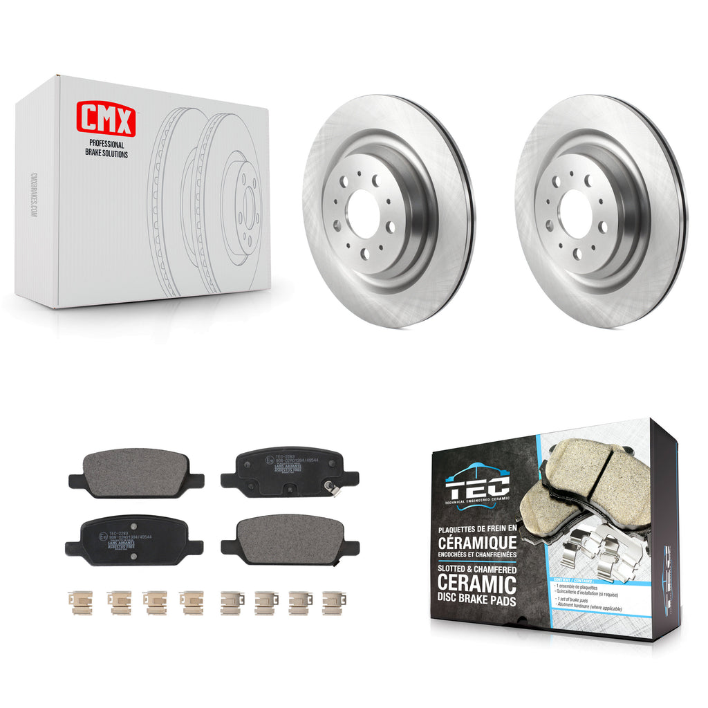 [Rear] 17-22 Tesla 3 With Gray Painted Calipers Premium OE Brake Rotors & Ceramic Pads Kit For Max Braking