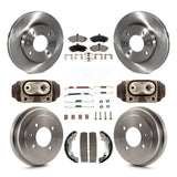 Front Rear Disc Brake Rotors Ceramic Pads And Drum Kit (9Pc) For Hyundai Elantra