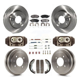 Front Rear Disc Brake Rotors Ceramic Pads And Drum Kit (9Pc) For Hyundai Elantra