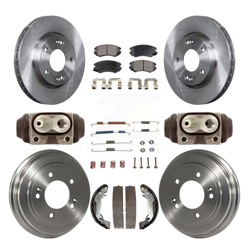 Front Rear Disc Brake Rotors Ceramic Pads And Drum Kit (9Pc) For Hyundai Elantra