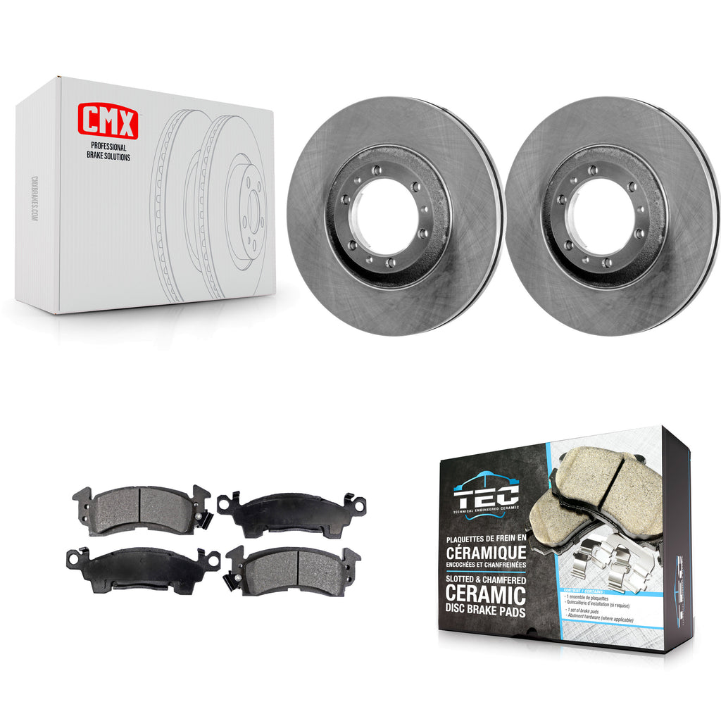 Front Brake Rotor Ceramic Pad Kit For 1992-1993 Cadillac Commercial Chassis 5.7L