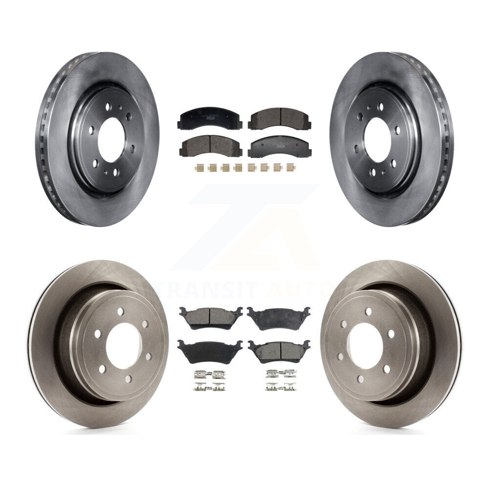 Front Rear Brake Rotors Ceramic Pad Kit For Ford F-150 With Manual Parking
