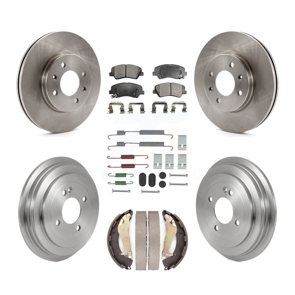 Front Rear Brake Rotor Ceramic Pad And Drum Kit (7Pc) For Hyundai Accent Kia Rio
