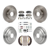 Front Rear Brake Rotor Ceramic Pad And Drum Kit (7Pc) For Hyundai Accent Kia Rio