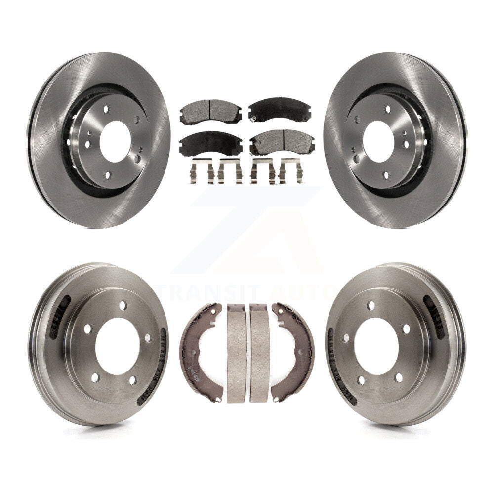 Front Rear Brake Rotors Ceramic Pad Drum Kit For 2009 Mitsubishi Lancer Ralliart