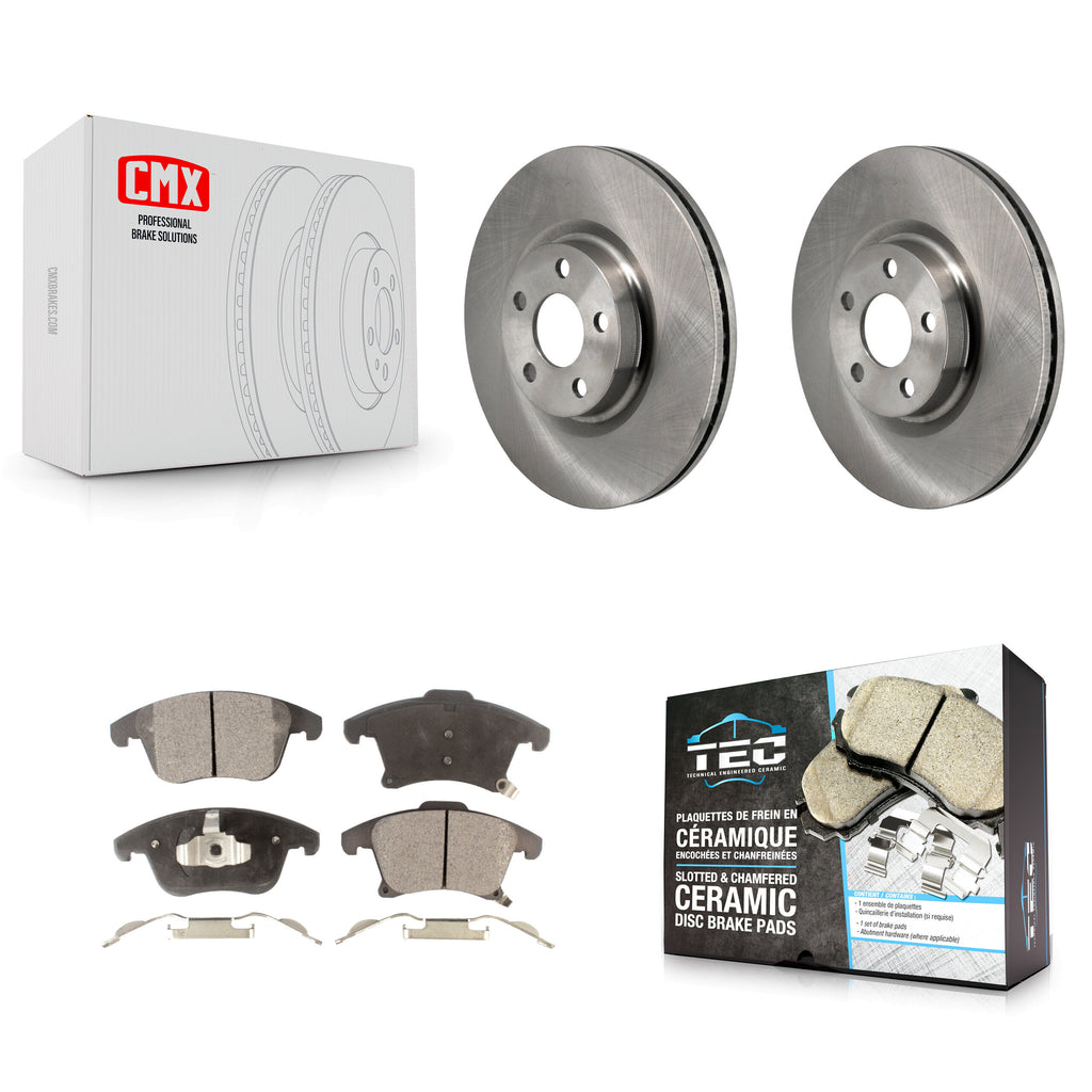 Front Disc Brake Rotors And Ceramic Pads Kit For 2017-2020 Lincoln MKZ 2.0L
