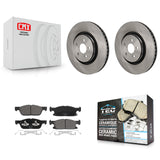 Front Brake Rotors Ceramic Pad Kit For 19-20 Ford Edge With Red Painted Calipers