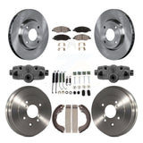 Front Rear Brake Rotor Ceramic Pad & Drum Kit (9Pc) For Nissan Versa 4-Wheel ABS
