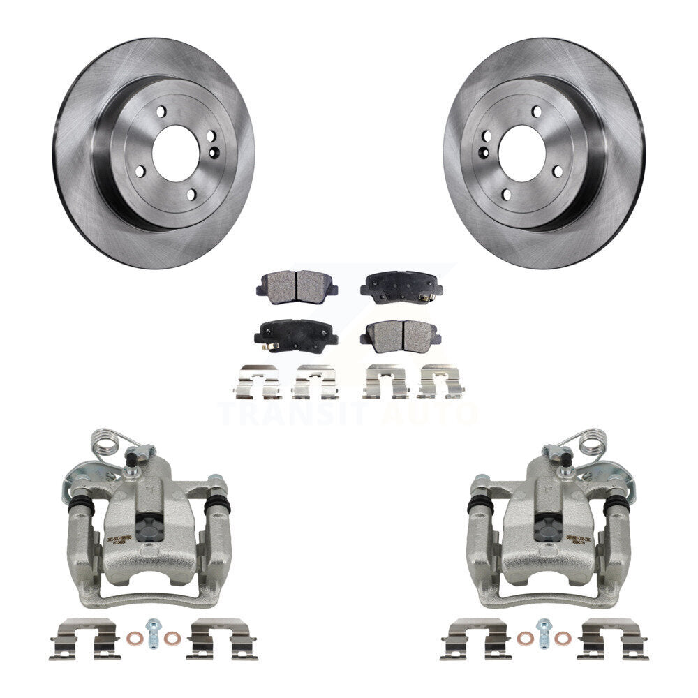 Rear Disc Brake Rotors And Ceramic Pads Kit With Calipers For 2012-2016 Hyundai Accent