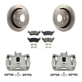 Rear Brake Rotors Ceramic Pad Kit With Calipers For 12-14 Ford F-150 With 7 Lug Wheels
