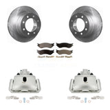 Rear Disc Brake Caliper Rotors And Ceramic Pads Kit For Dodge Ram 1500 With 8 Lug Wheels KC8-100040T