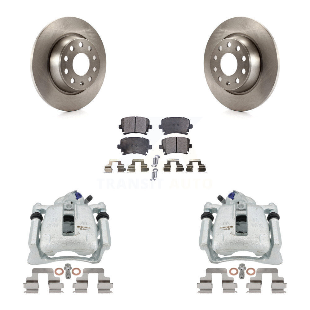 Rear Disc Brake Rotors And Ceramic Pads Kit With Calipers For Volkswagen Tiguan CC