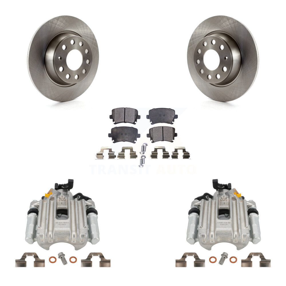 Rear Disc Brake Caliper Rotors And Ceramic Pads Kit For Volkswagen Jetta