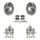 Rear Disc Brake Rotors And Ceramic Pads Kit With Calipers For Volkswagen Jetta Rabbit