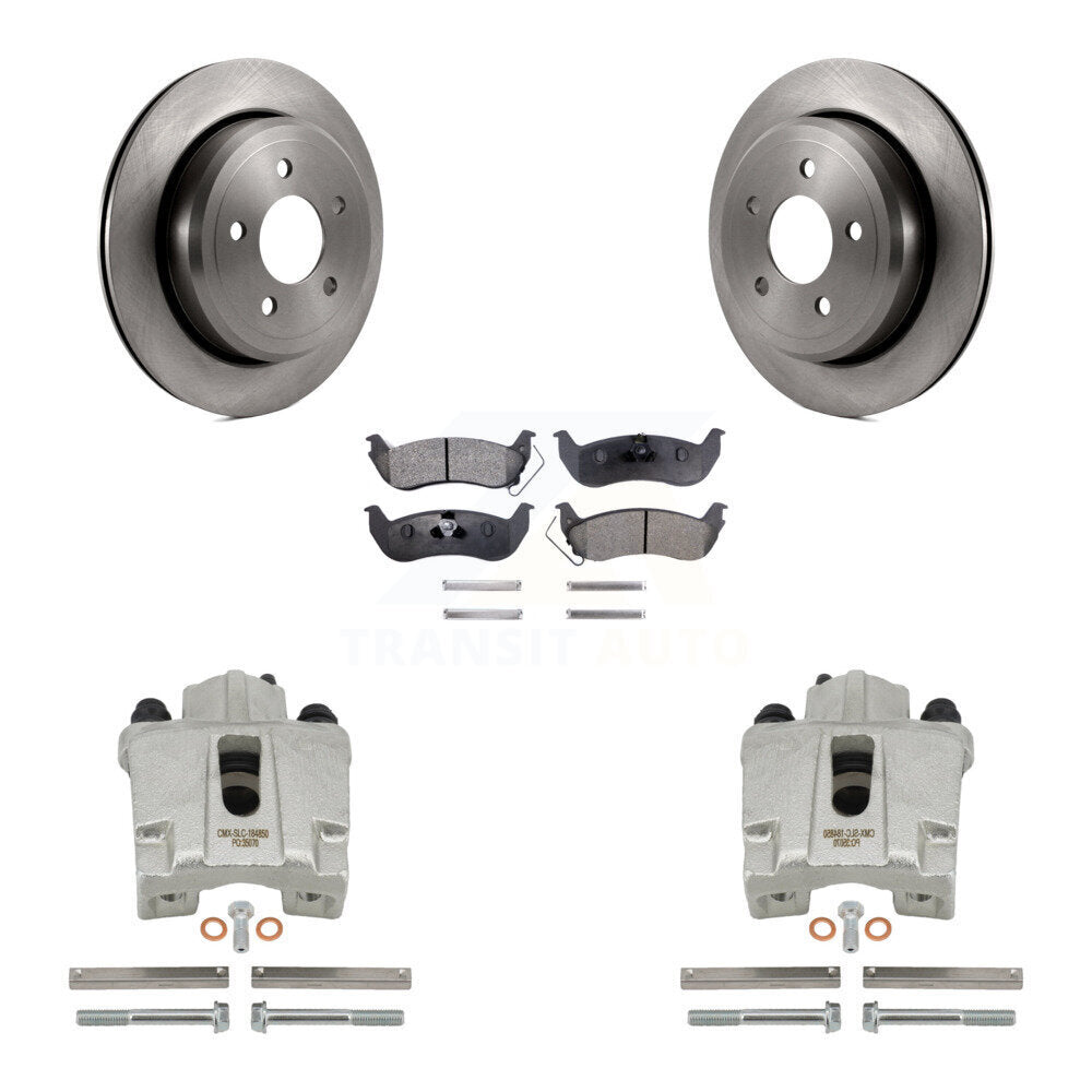 Rear Brake Rotor & Ceramic Pad Kit With Calipers For Ford Crown Victoria Mercury Grand