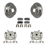 Rear Disc Brake Rotors & Ceramic Pad Kit With Calipers For Hyundai Accent Kia Rio Rio5