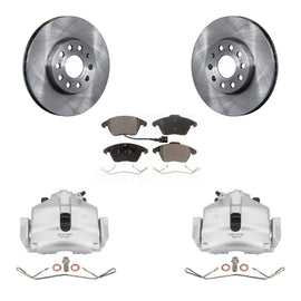 Front Brake Rotors Ceramic Pad Kit With Calipers For Volkswagen Jetta Beetle Rabbit A3