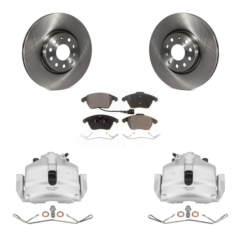 Front Disc Brake Rotor Ceramic Pad Kit With Calipers For Volkswagen Jetta Audi A3 Golf