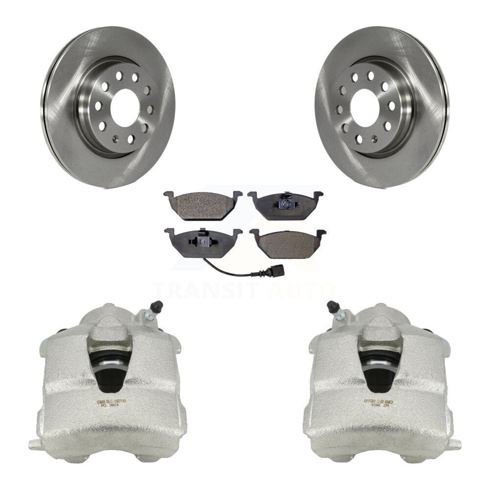 Front Disc Brake Rotors And Ceramic Pads Kit With Calipers For Volkswagen Jetta