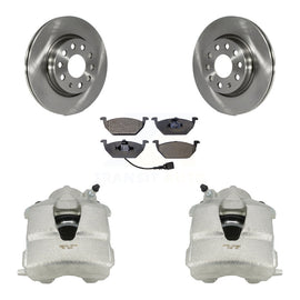 Front Disc Brake Rotors And Ceramic Pads Kit With Calipers For Volkswagen Jetta