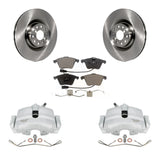 Front Disc Brake Rotors And Ceramic Pads Kit With Calipers For Volkswagen Golf