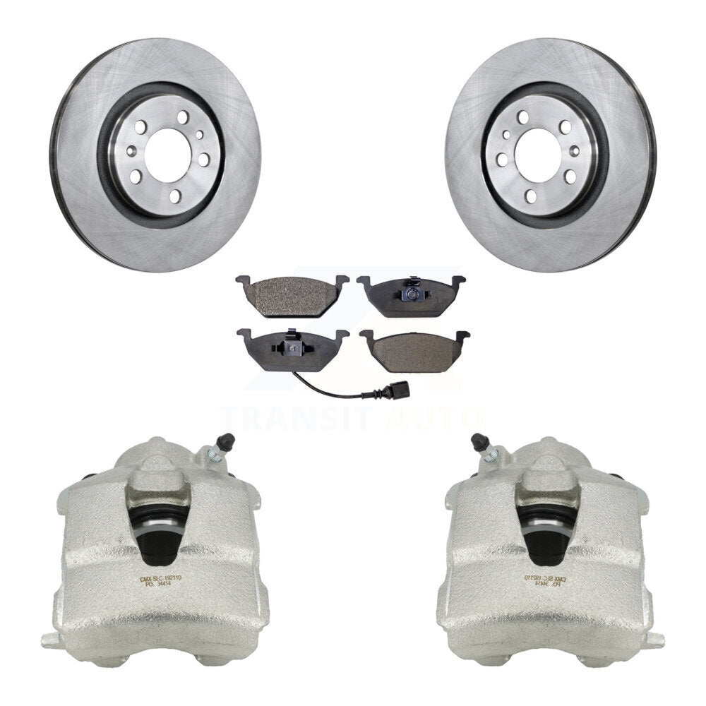 Front Brake Rotors Ceramic Pad Kit With Calipers For Volkswagen Jetta Beetle Golf City
