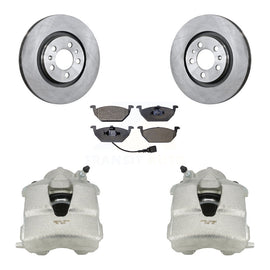 Front Brake Rotors Ceramic Pad Kit With Calipers For Volkswagen Jetta Beetle Golf City