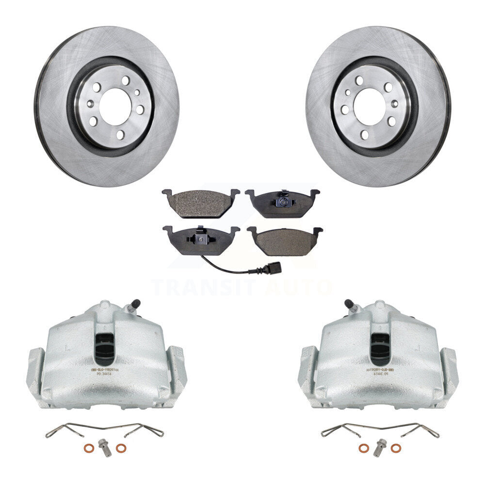 Front Disc Brake Caliper Rotors & Ceramic Pad Kit For 2006 Volkswagen Jetta 2.0L