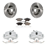 Front Disc Brake Rotors And Ceramic Pads Kit With Calipers For Volkswagen Golf