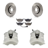 Front Brake Caliper Rotor And Ceramic Pad Kit For 2000-2001 Volkswagen Golf 2.0L