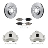 Front Disc Brake Caliper Rotors & Ceramic Pad Kit For 2010 Mazda 3 Sport GS GT with 2.5L KC8-100566T